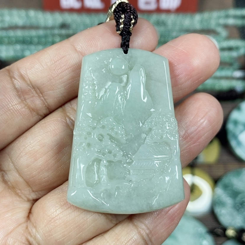 【闪购商品】翡翠颈饰未镶嵌玉吊坠翡翠玉山水牌小款