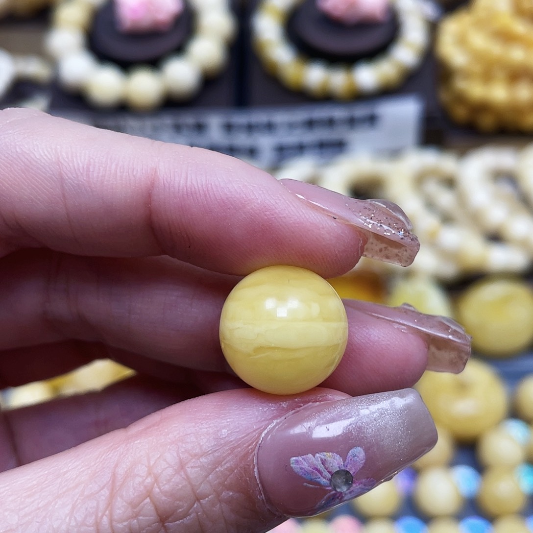 琥珀珠宝奇石未镶嵌14.7mm平头