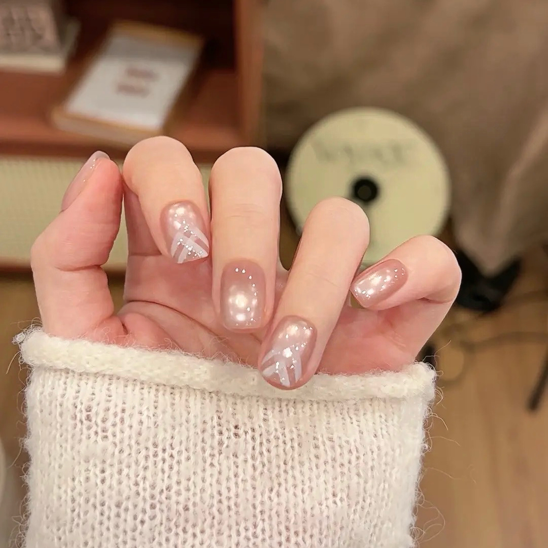 茉哉现货【格纹控】纯手工定制拆卸穿戴甲A4457