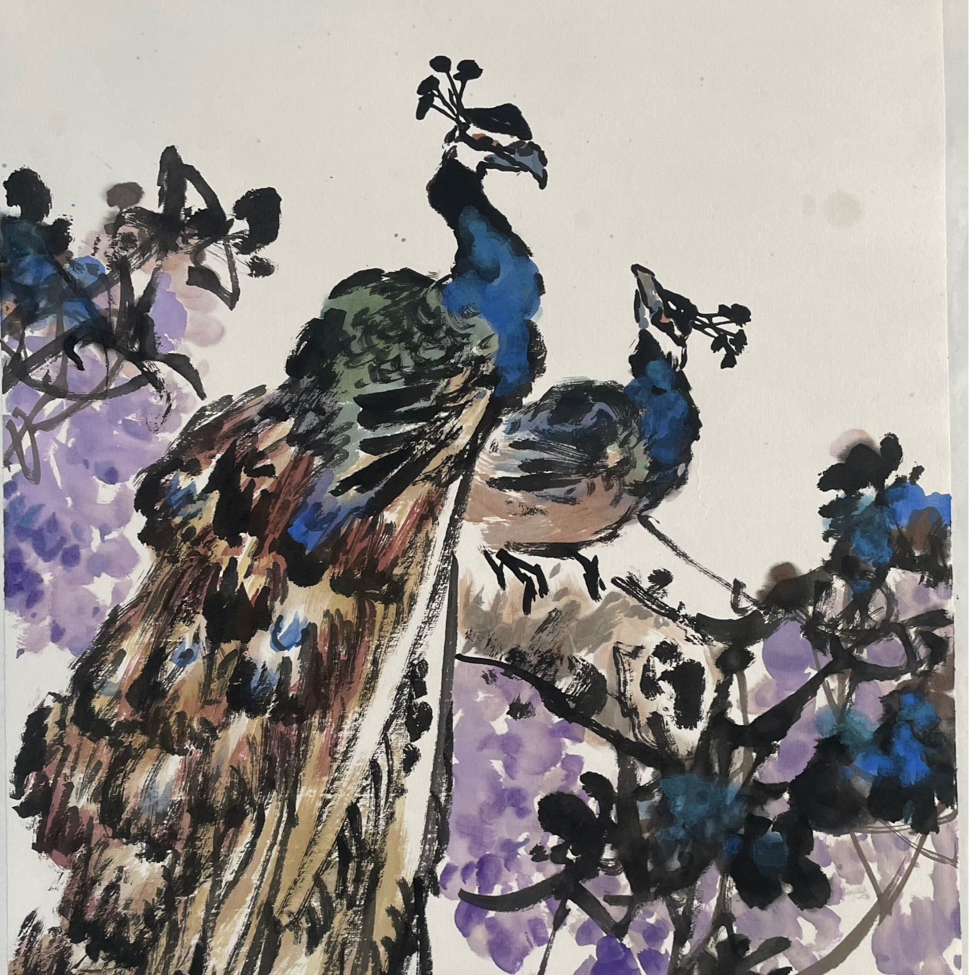 国画花鸟画《紫气东来》