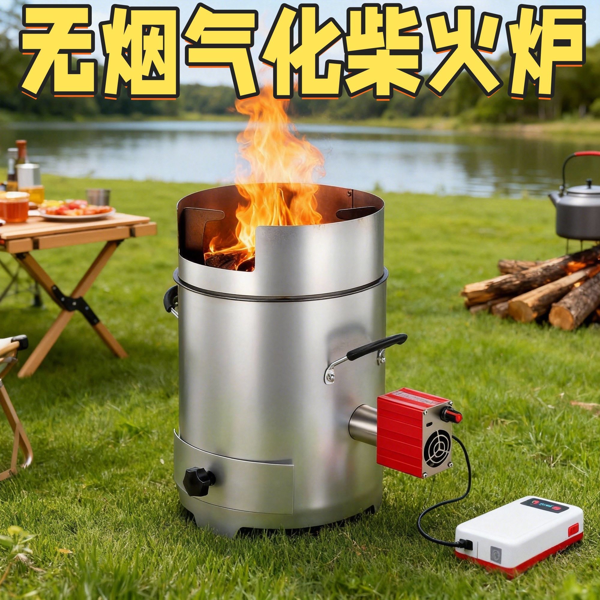 【独家2】新款加厚柴火炉无烟户外猛火炉家用取暖野营便携柴火灶