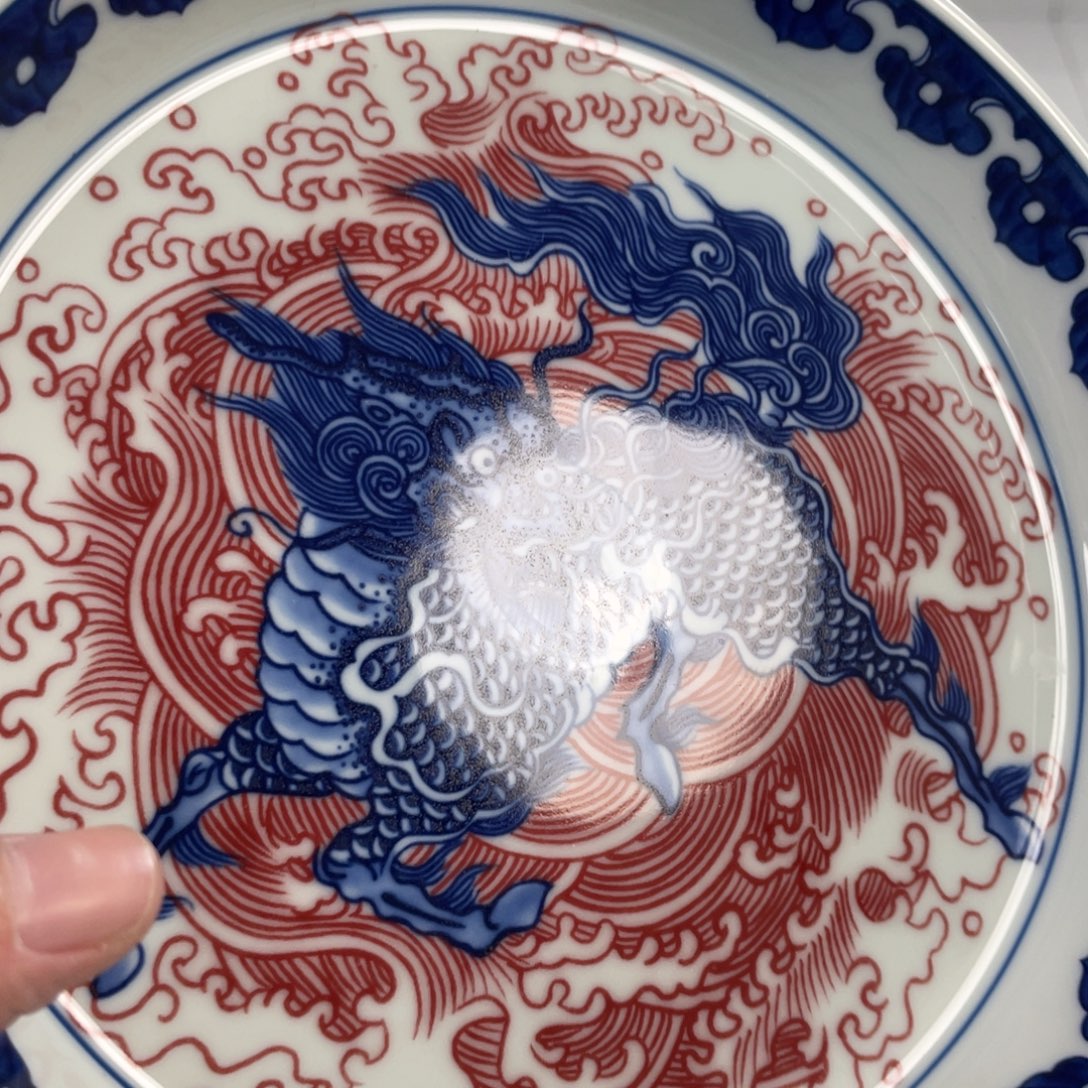 瓷片景德镇麒麟踏浪大壶承