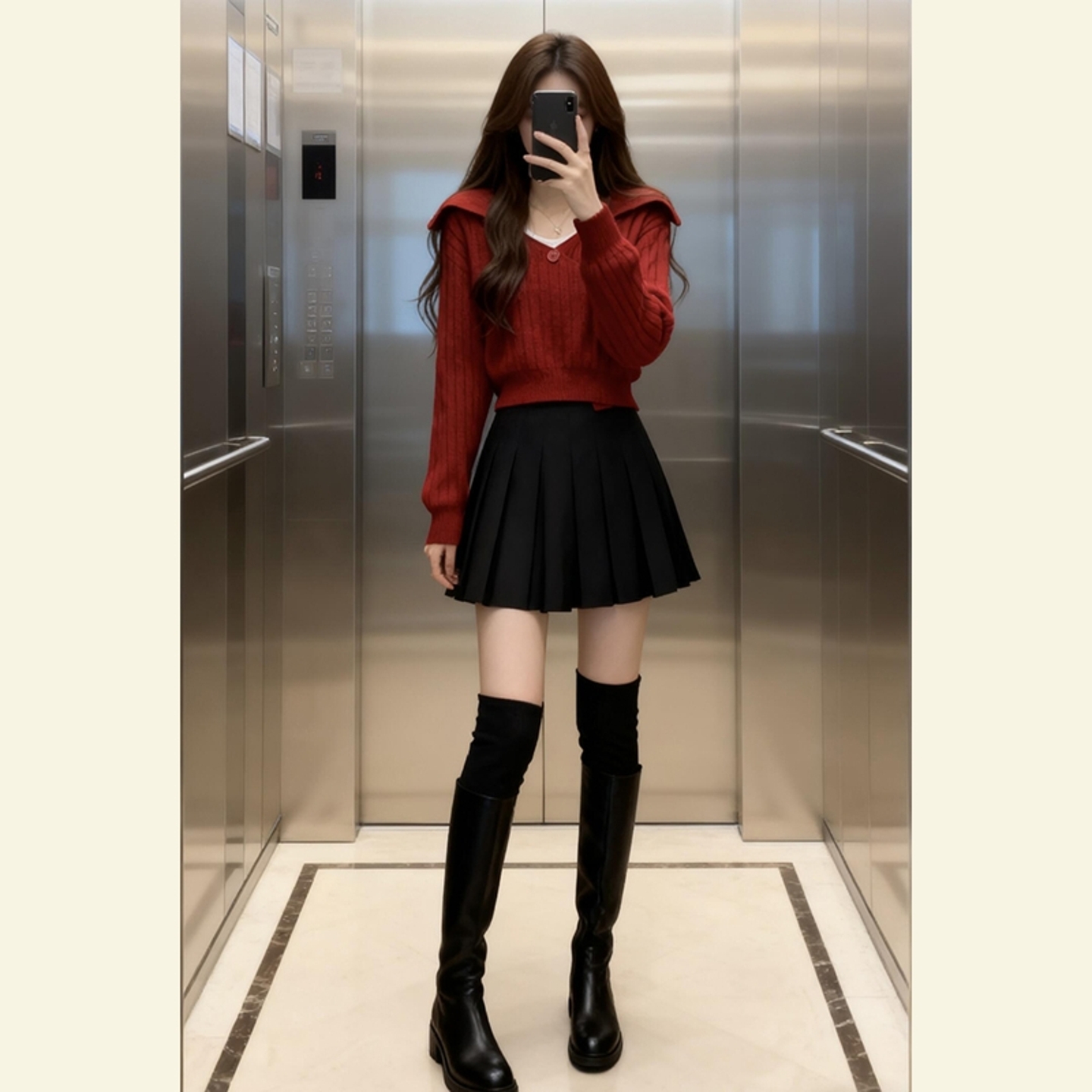 韩式早秋穿搭宽松软糯慵懒风毛衣多巴胺巨好看红色小香风针织衫女