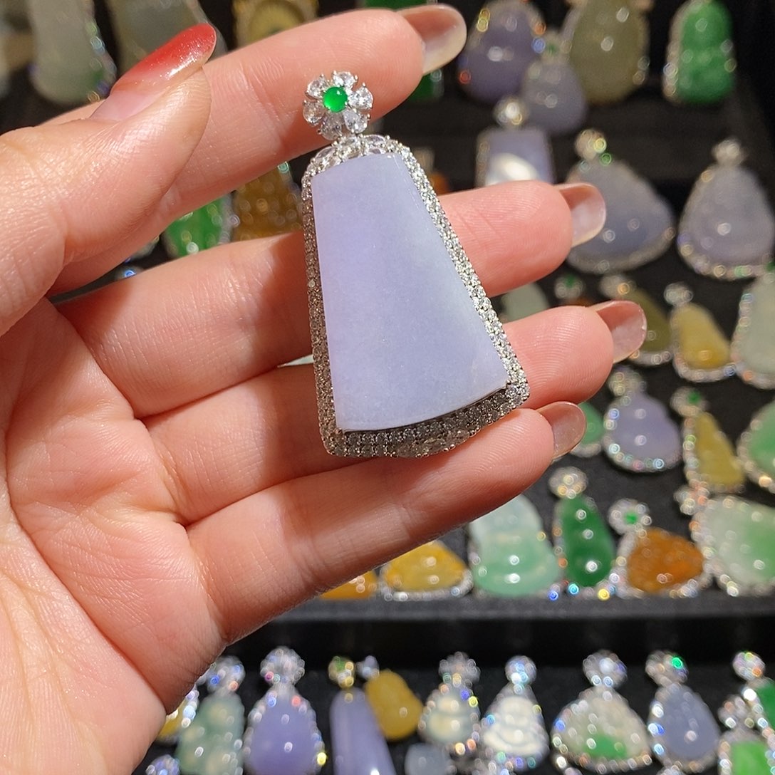 颈饰银S925镶嵌翡翠天然翡翠