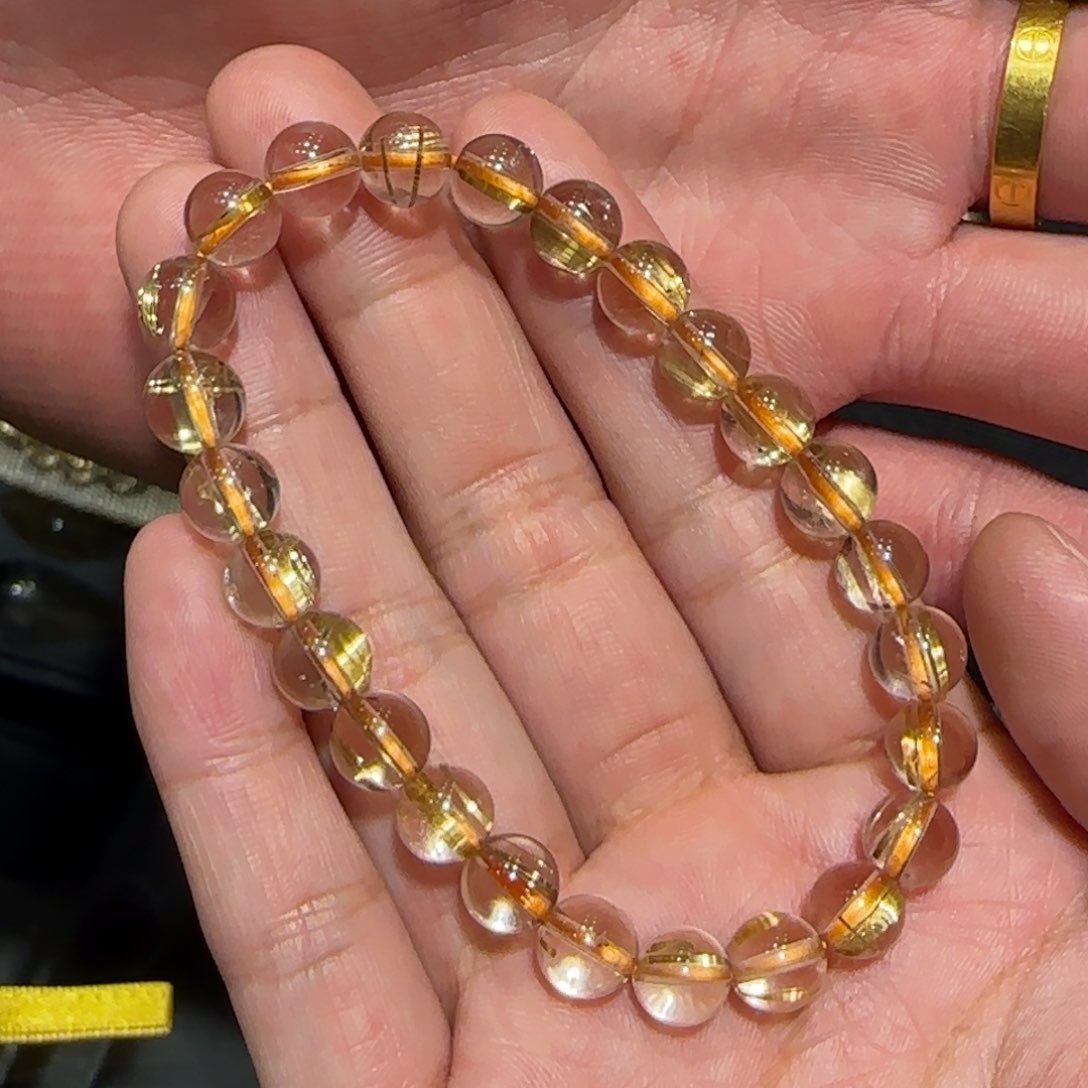 发晶手串未镶嵌天然顺钛7.5mm