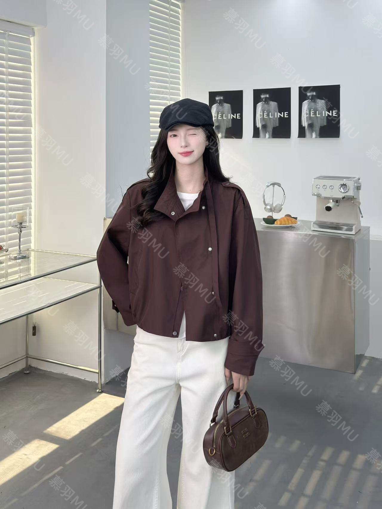 秋季新款时尚百搭休闲宽松立领夹克外套女