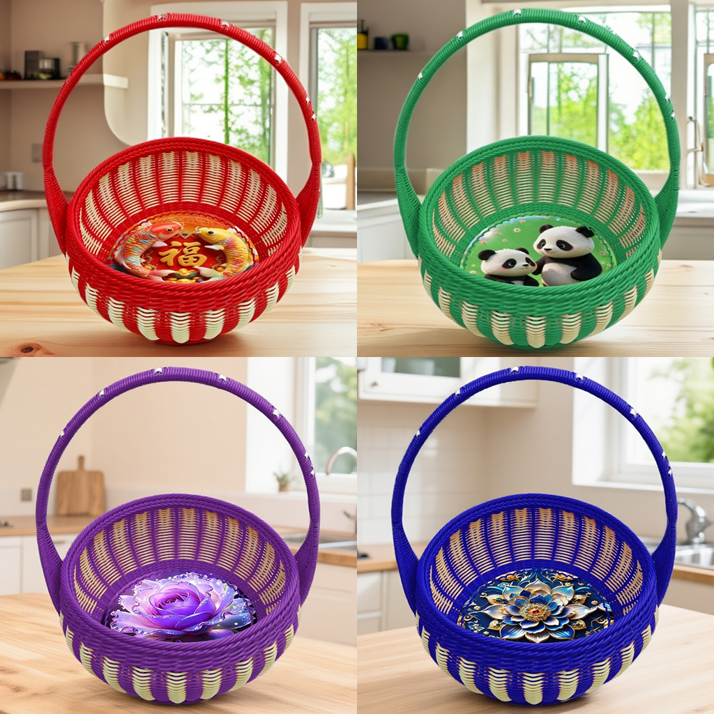 （22底板手提蓝）【全套材料包】手工编织藤条篮制作收纳篓筐教程