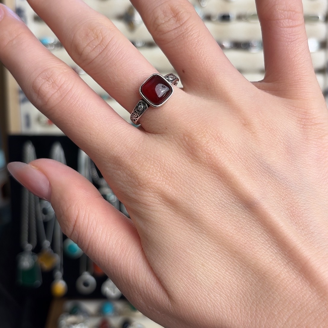 925银955 银红戒指