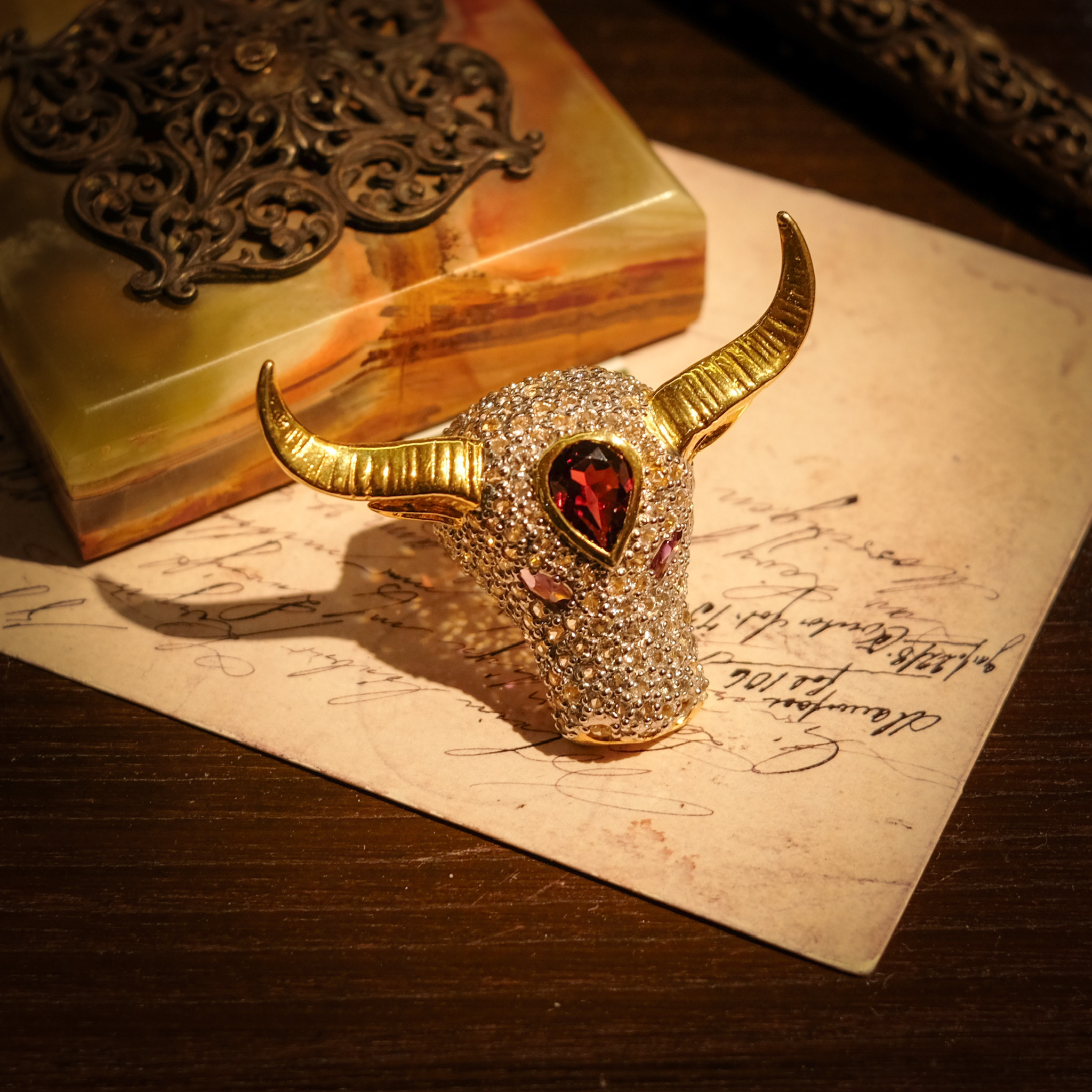 925银合成锆石戒指 独立艺术家作品戒指 密镶戒指