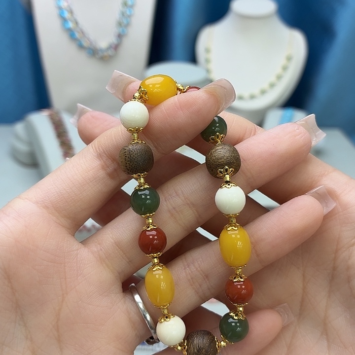 南红玛瑙银S925镶嵌手链