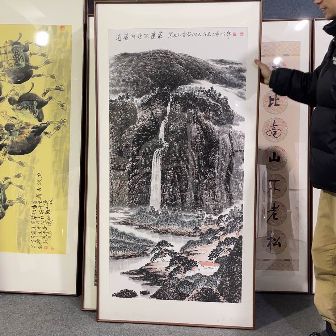 国画手绘画作品带框