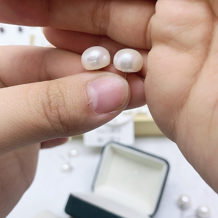 淡水珍珠耳饰银S925镶嵌紫**竹