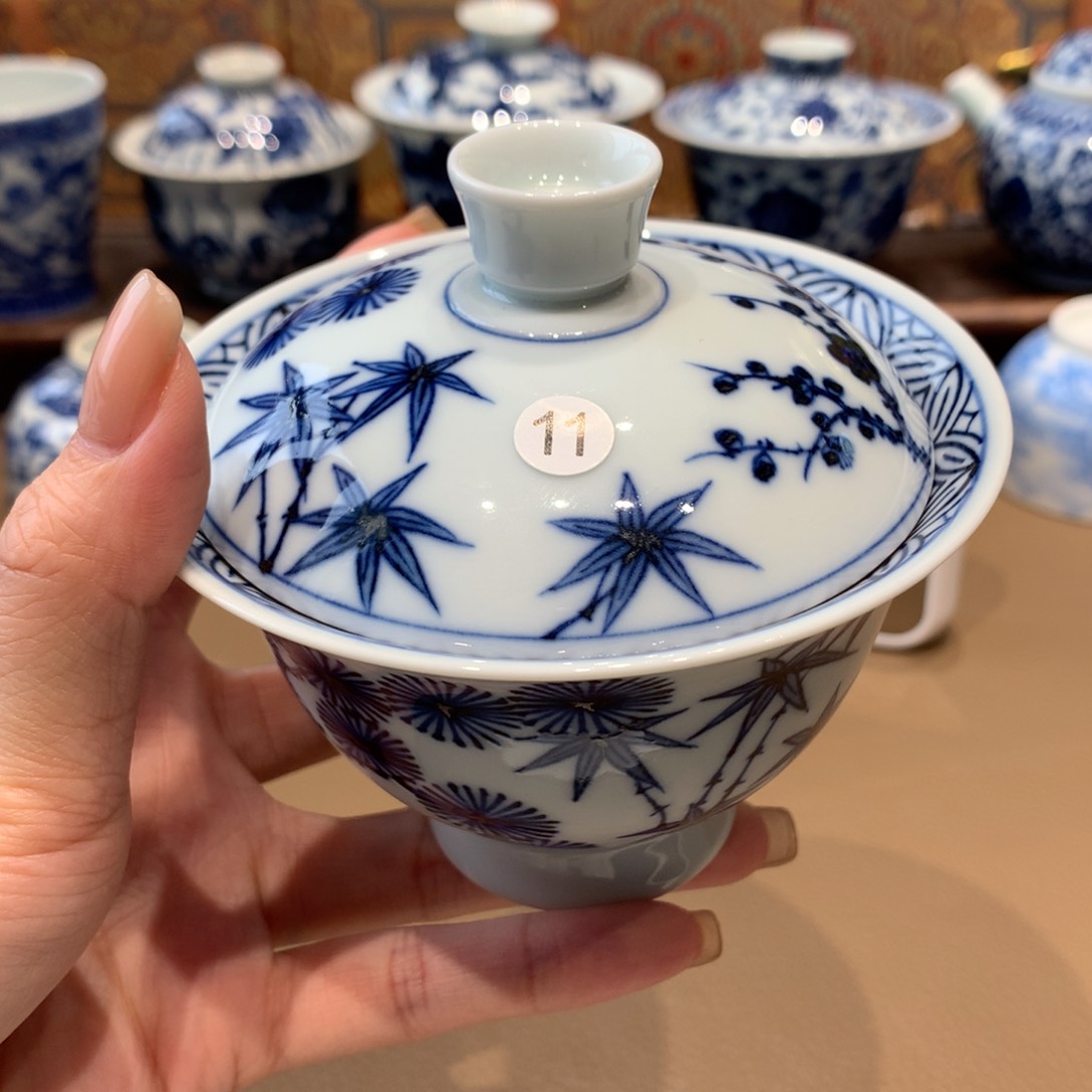 江*川11青花松竹梅盖碗一只