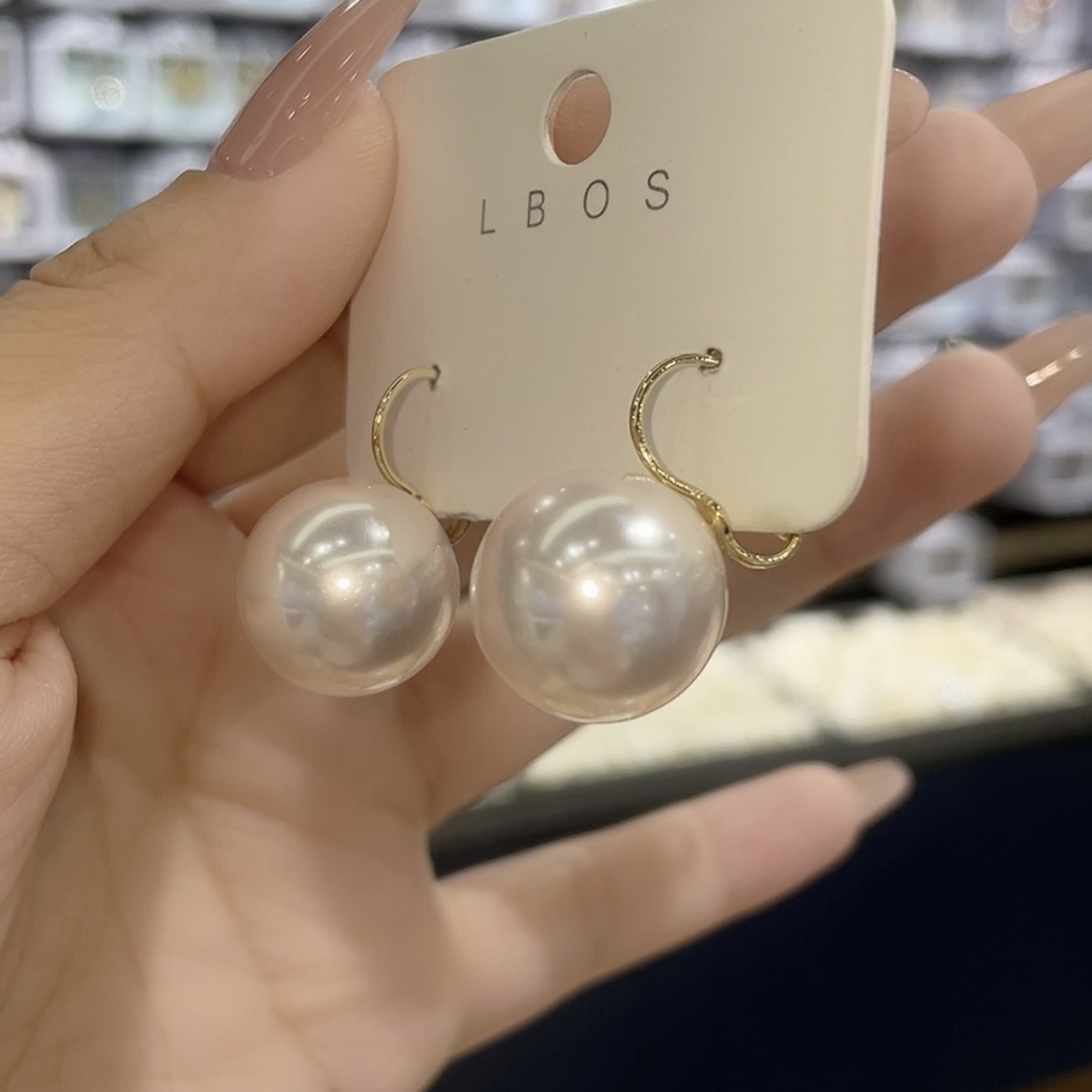 铜合金仿珍珠耳饰 14m复古港风圆珠耳扣轻奢时尚小众设计感气质