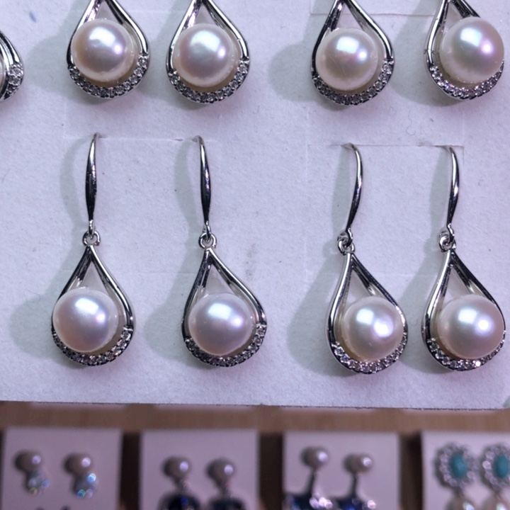 淡水珍珠耳饰银S925镶嵌
