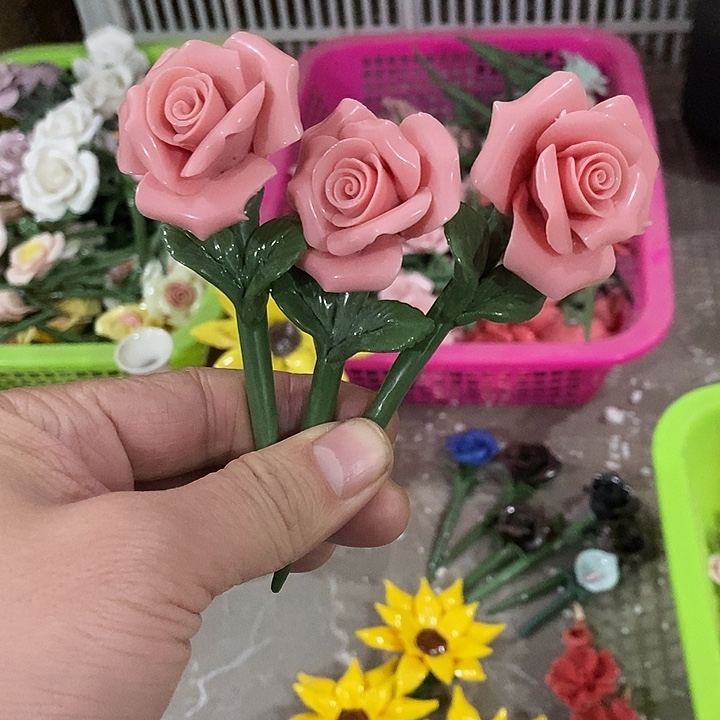 瓷片纯手工陶瓷花摆件瑕