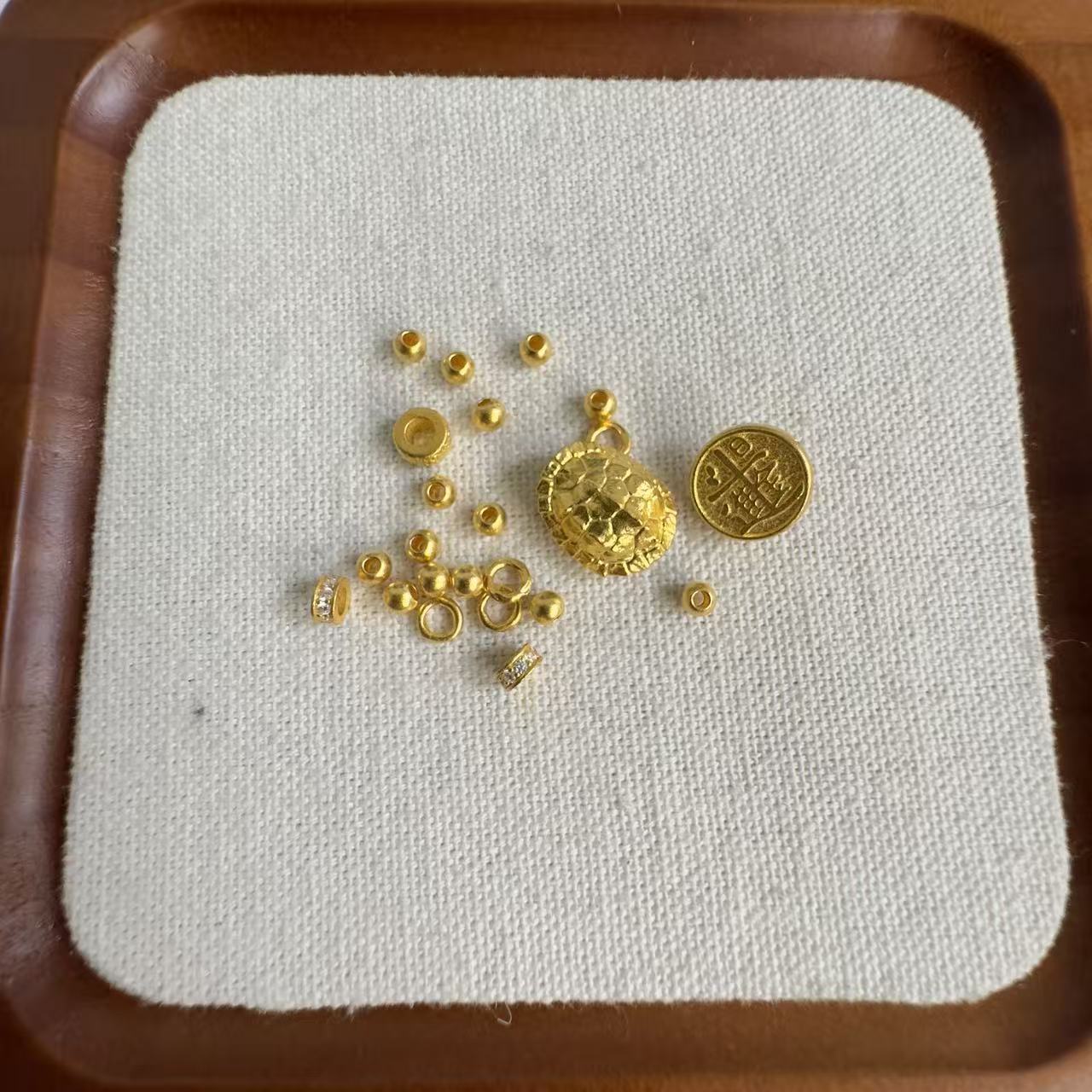 足金999 卡3古法珠卡4盘缠配件