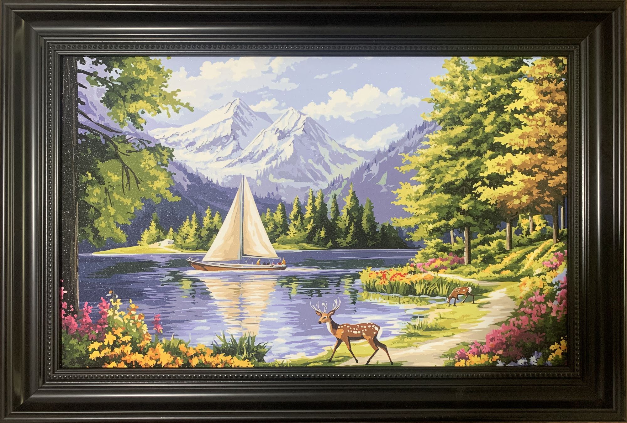 流水生财风景油画客厅过道背景墙美式装饰挂画40×60