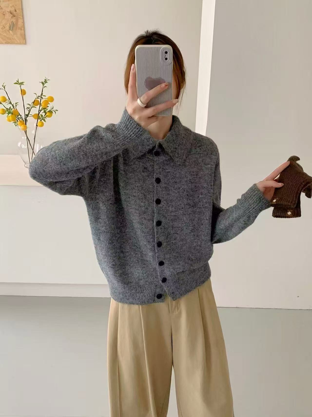 184女装毛衣时尚翻领气质翻领秋冬百搭毛衣