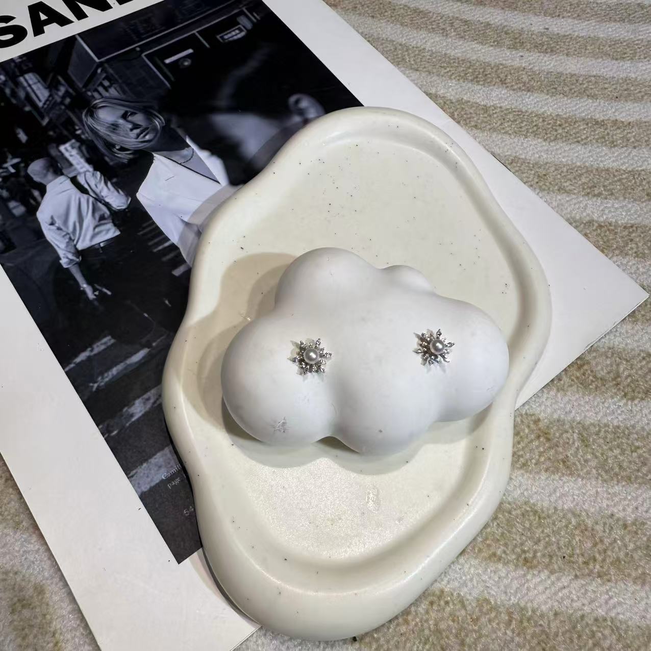 【A293】淡水珍珠雪花耳钉