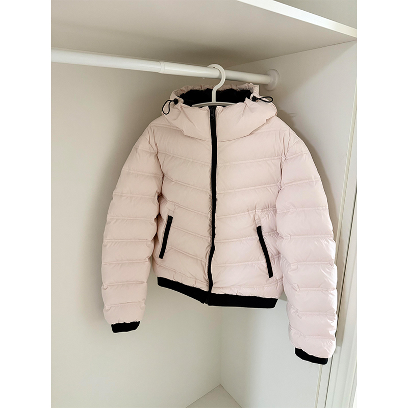 简约风百搭撞色连帽棉服外套女冬季新款高级感宽松加厚短款棉衣潮