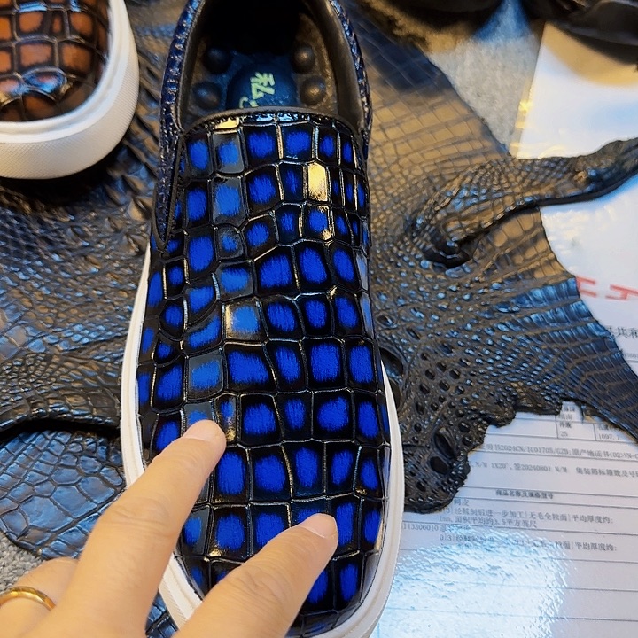 鳄鱼皮（革）蓝色皮鞋40