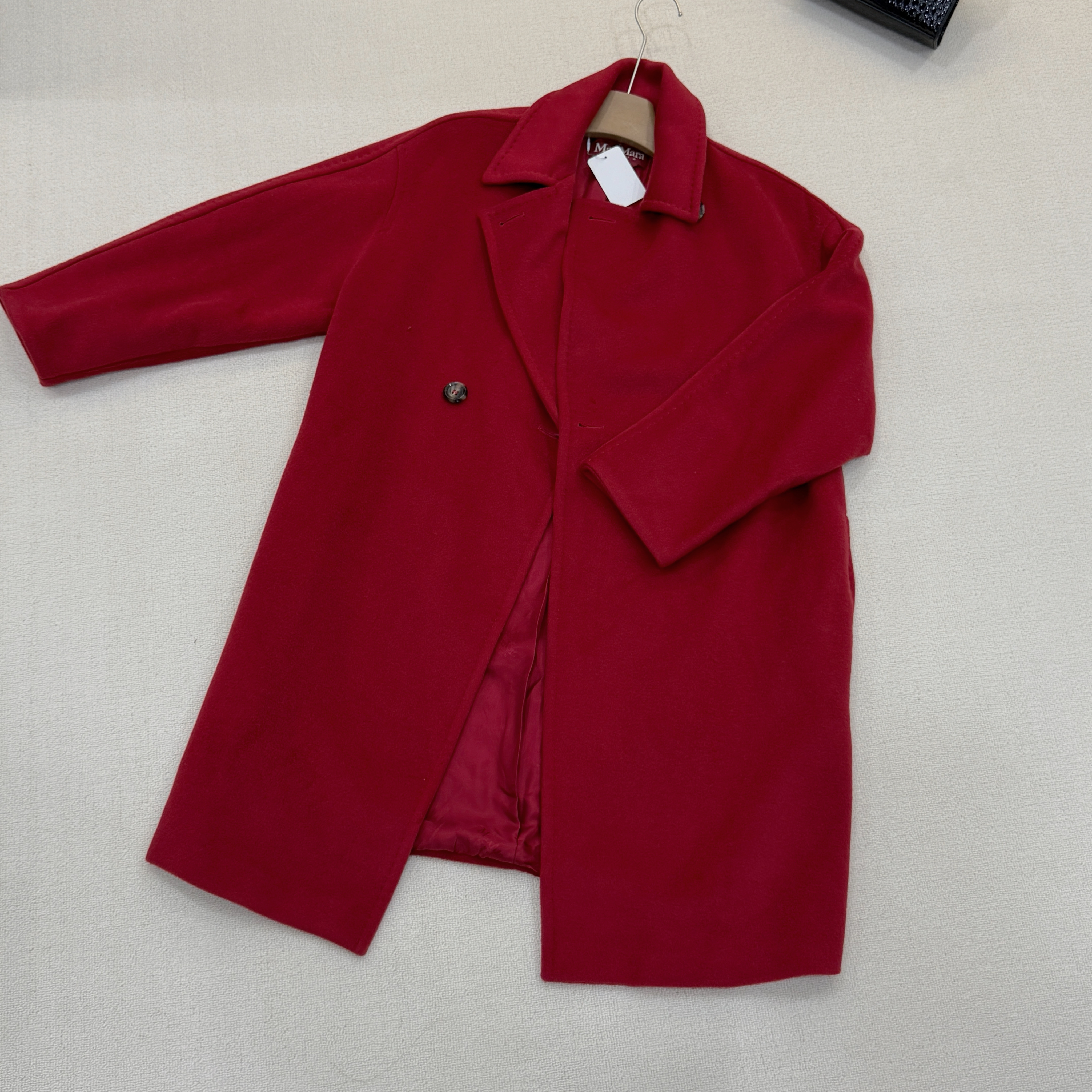 未使用 MaxMara 红色羊毛大衣尺码 34/F1600430