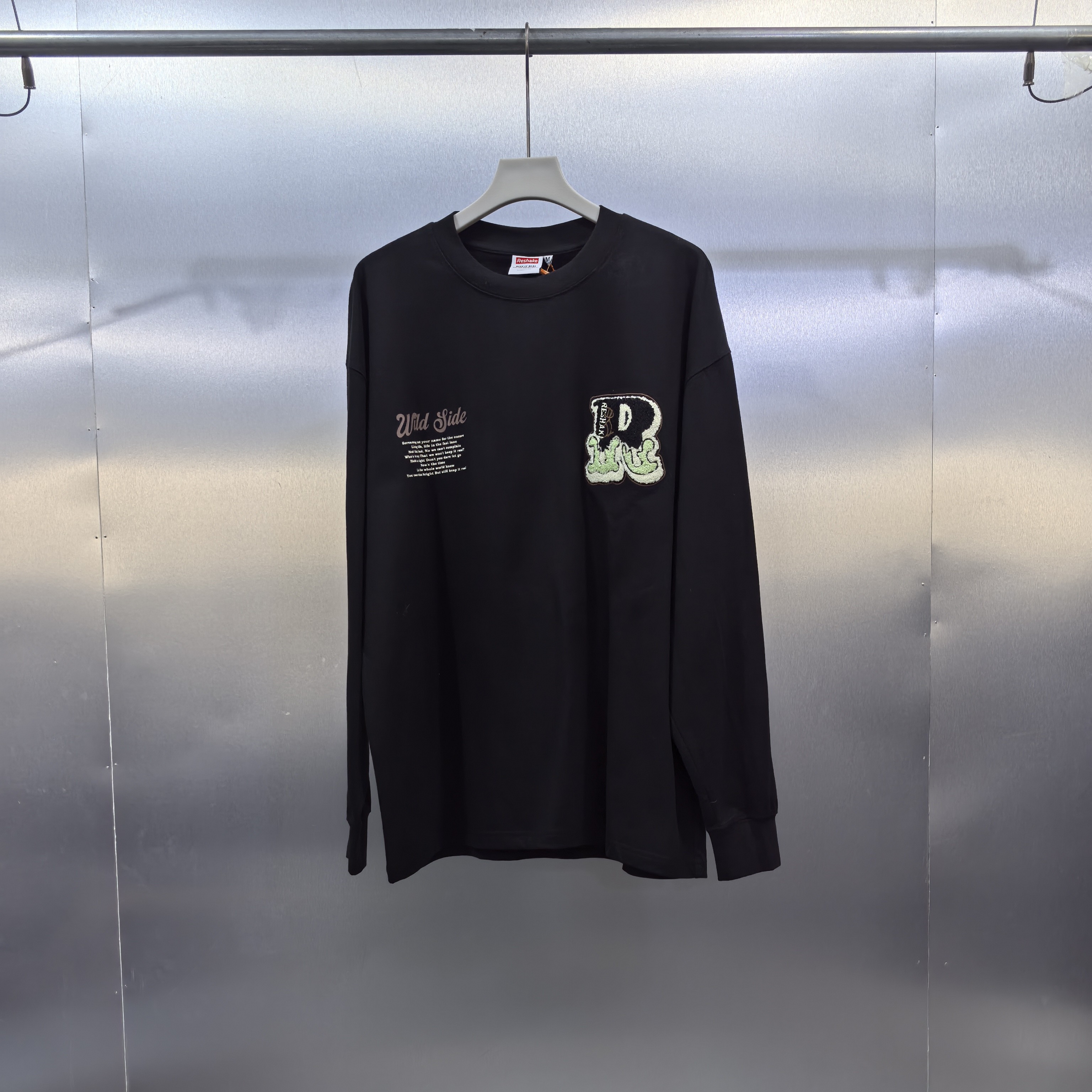 Q03-112813-RES春秋款时尚复古正面毛巾粘印花休闲百搭圆领卫衣