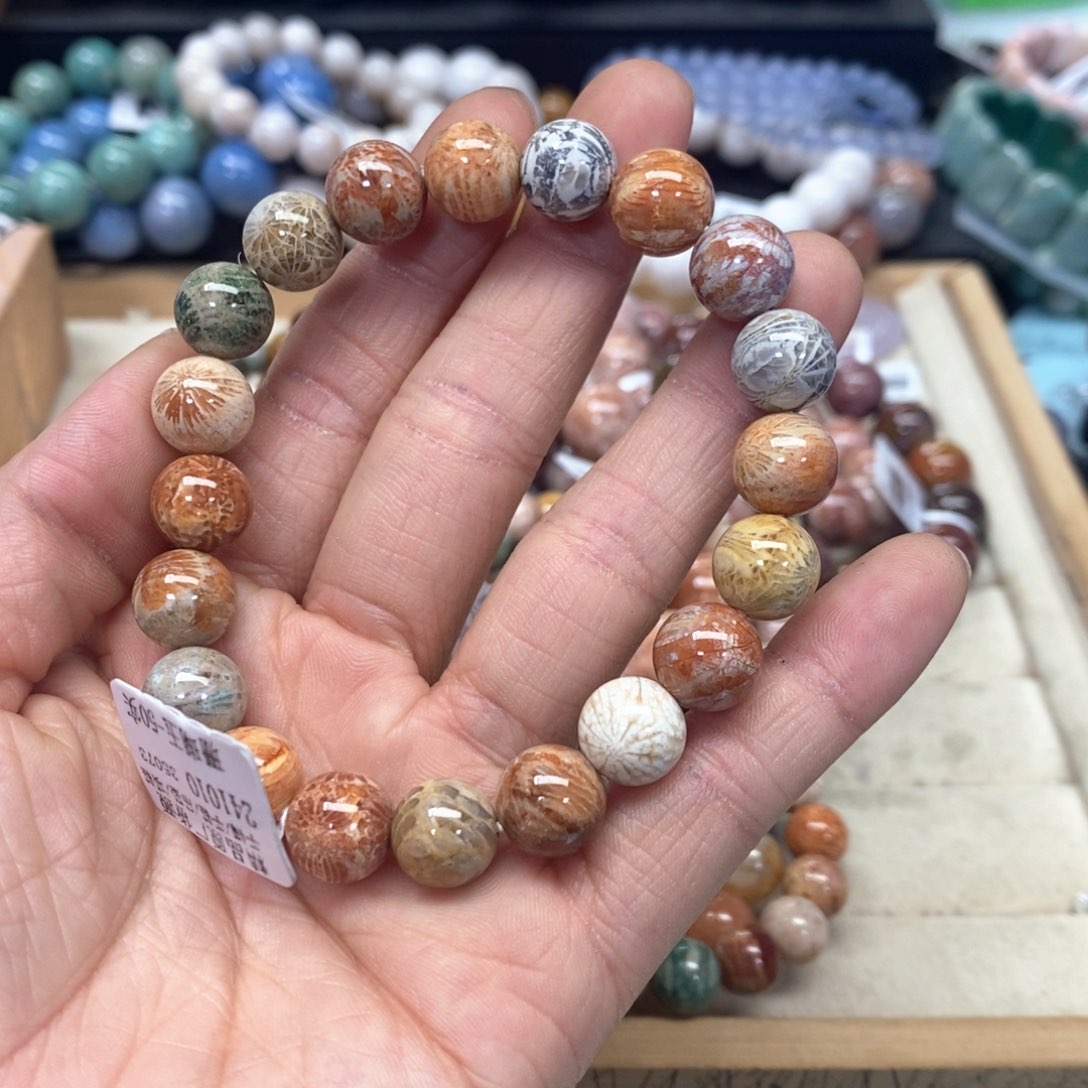 硅化珊瑚（珊瑚玉）手链未镶嵌我***肉617