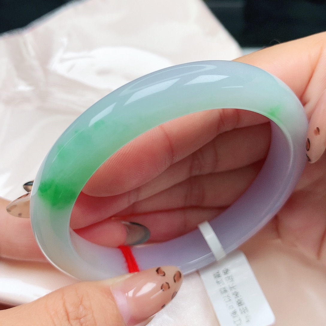 未镶嵌手镯翡翠春带彩9