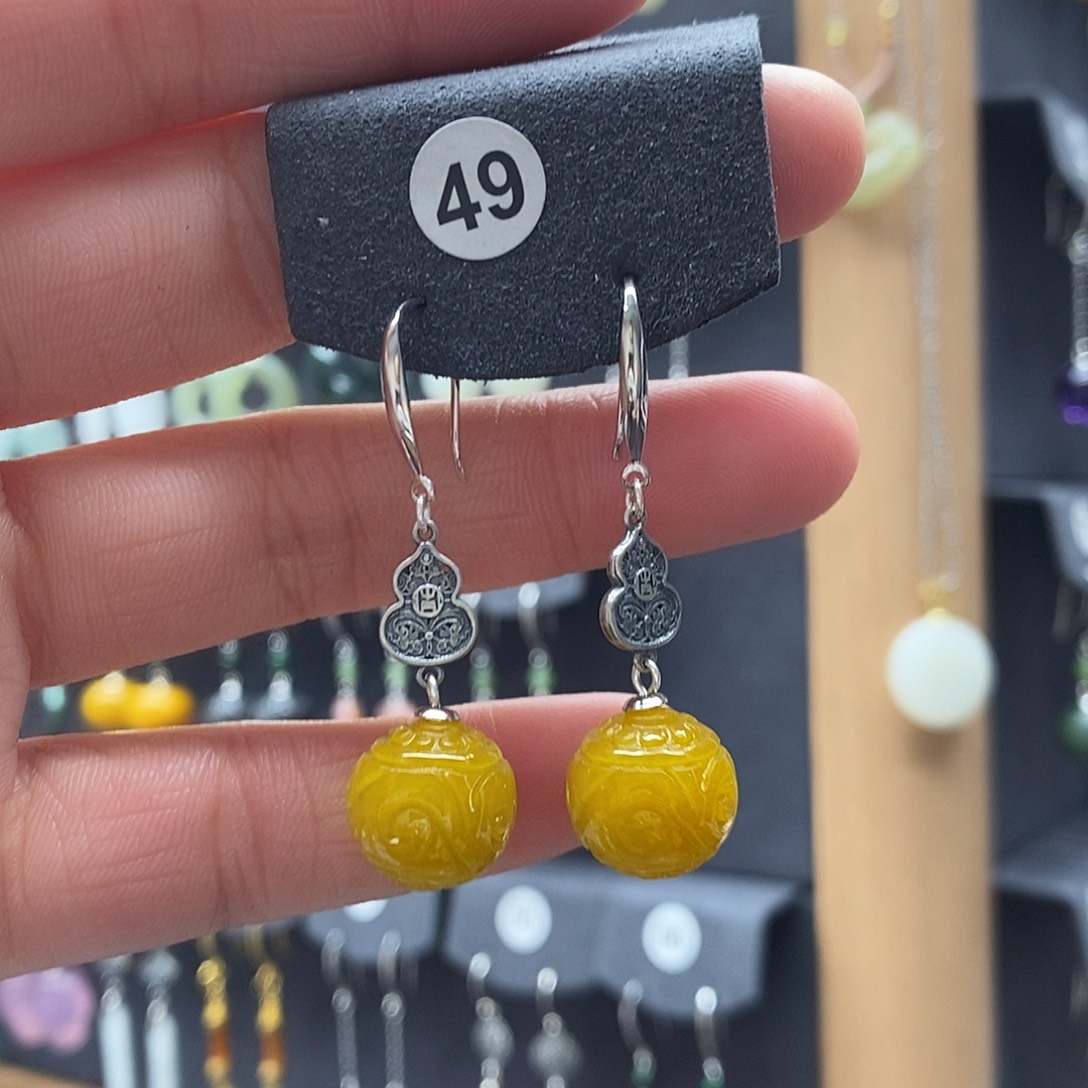 翡翠银S925镶嵌耳饰