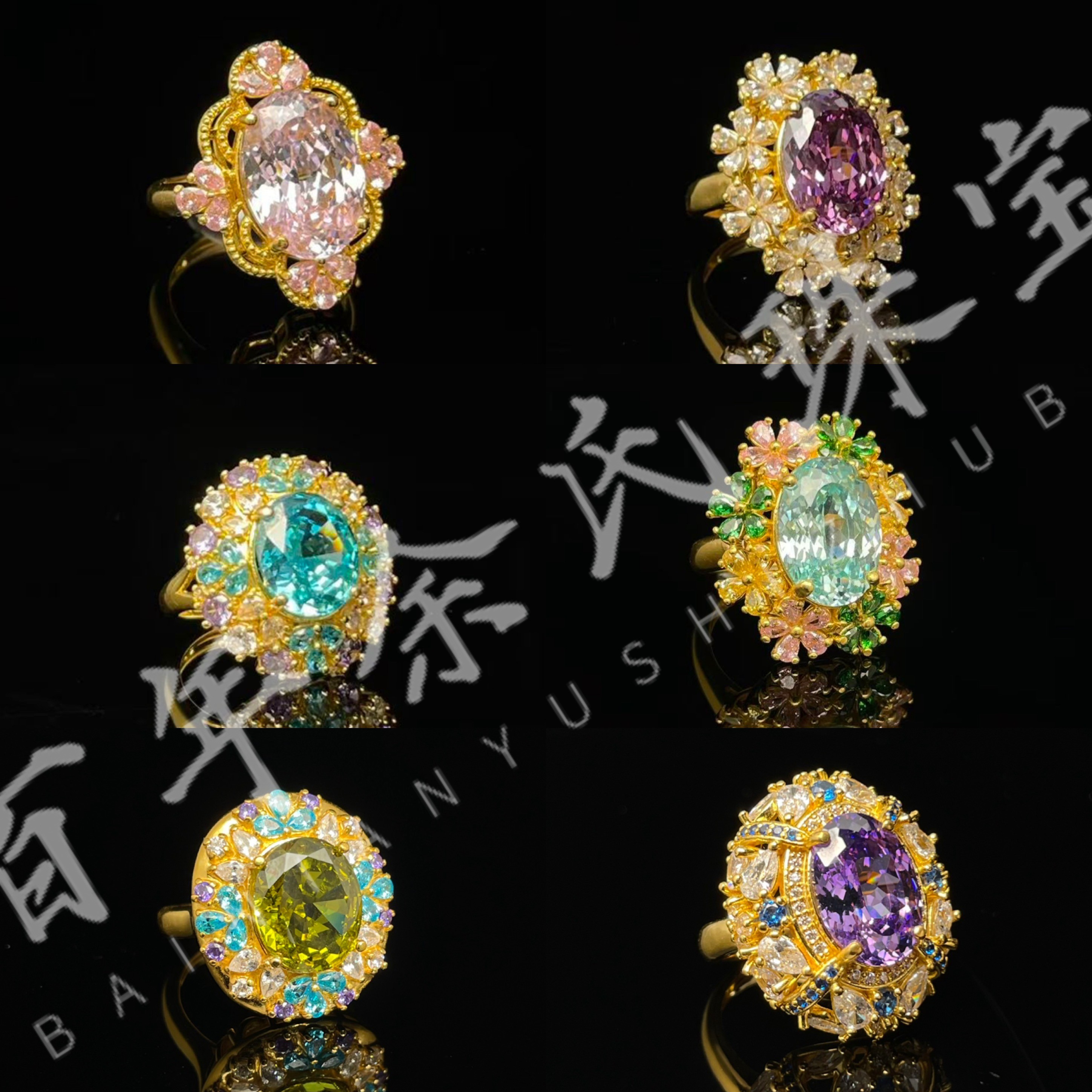 【锦上添花】—足金999黄金镶嵌戒指活口