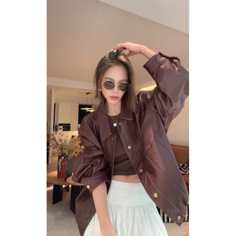 【李嗨嗨 LEHEIHEI】绵羊皮真皮皮衣短款外套女休闲春季 FW 257079