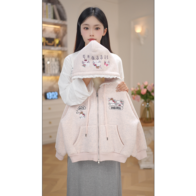 女童卫衣秋冬装2025新款儿童洋气连帽加绒加厚上衣冬季时髦潮7846