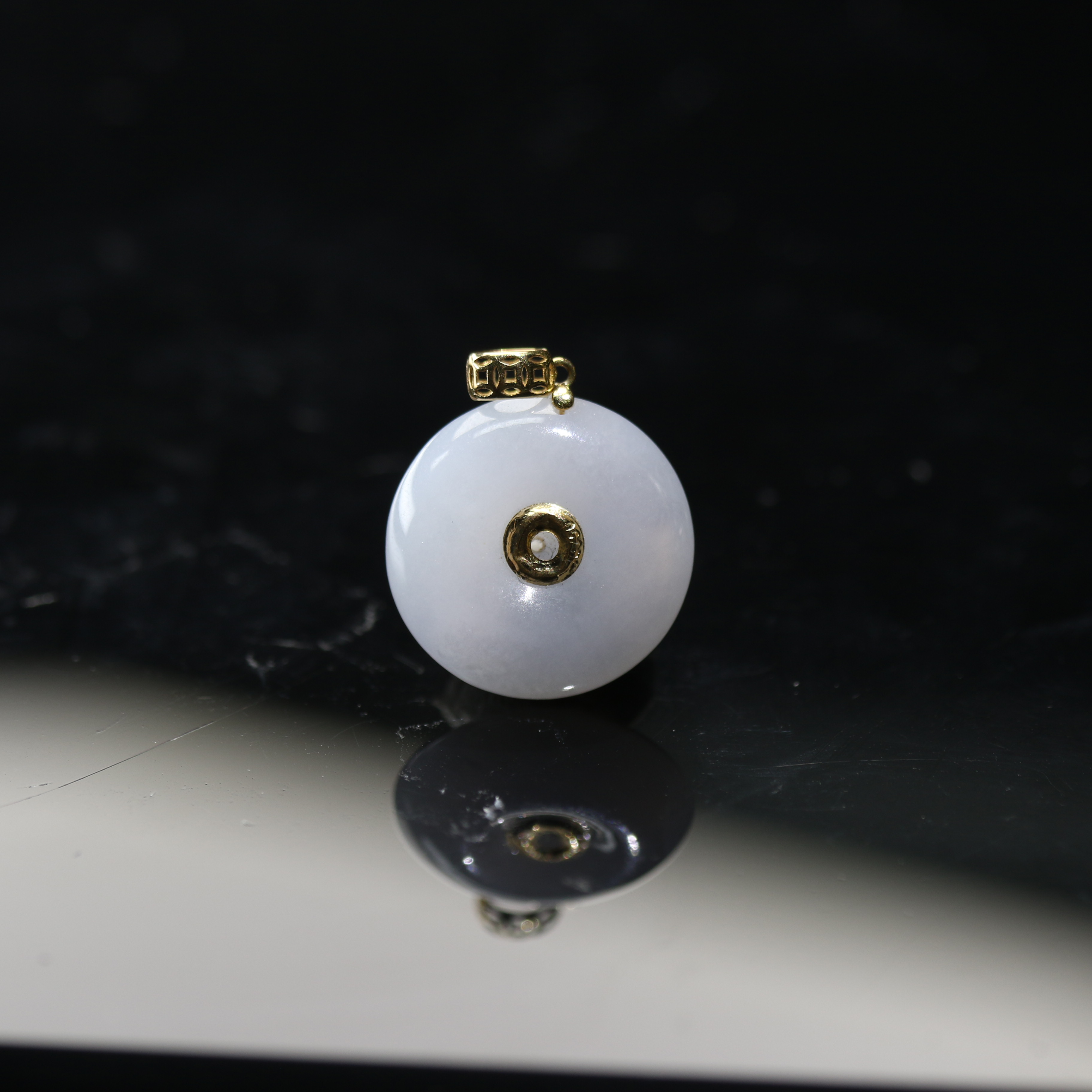 2天然缅甸翡翠A货18k金平安扣/000517/上海嘉禾拍卖