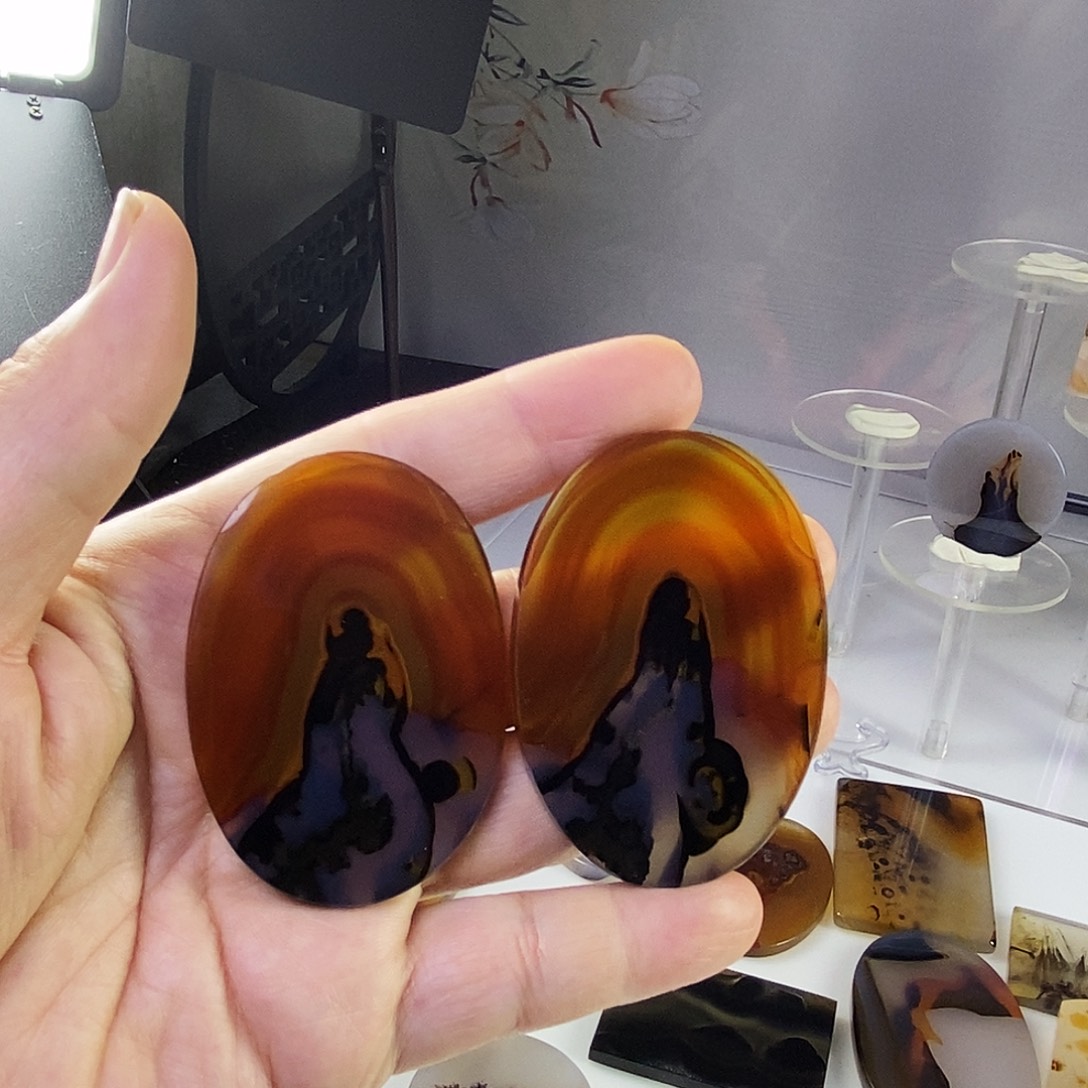 合成碳硅石非金属时尚图纹画面石饰品