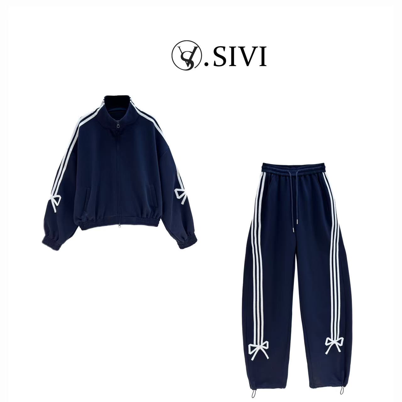 熙薇【蝴蝶结】2025早春新款卫衣外套+裤子休闲设计师套装H1113春秋