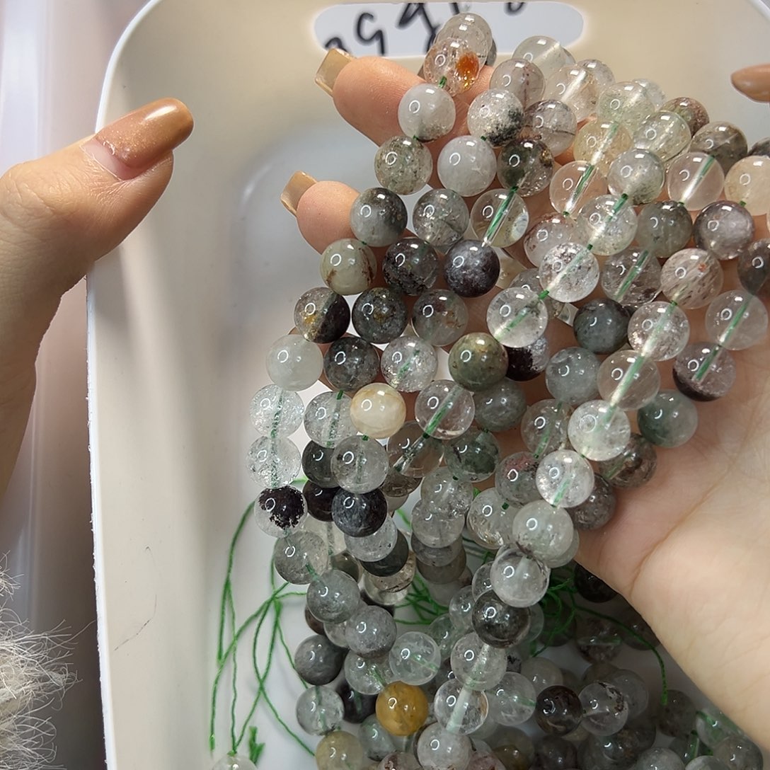 玛瑙/玉髓合金珠宝半成品绿幽灵卡10一条