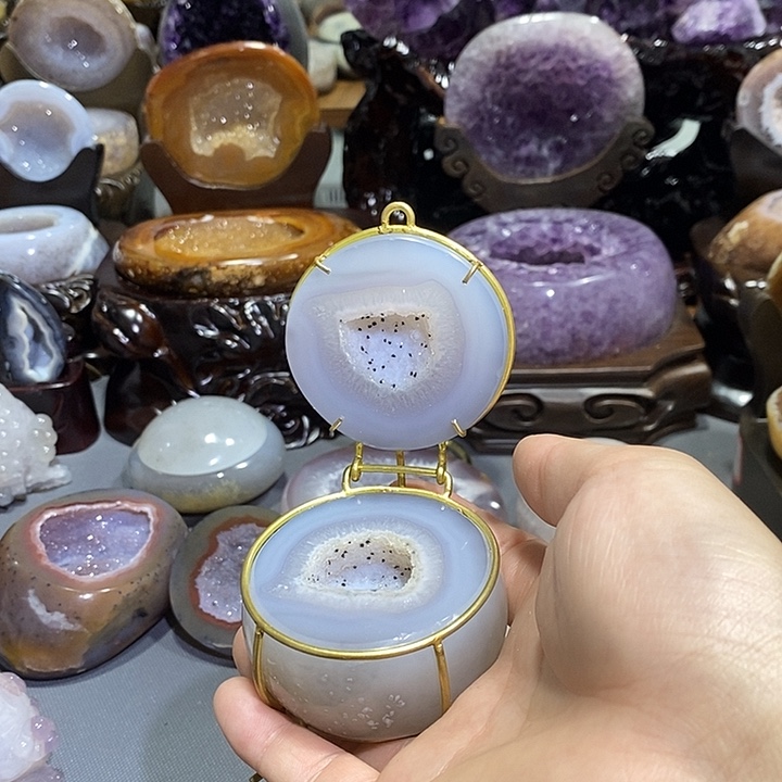 紫晶摆件未镶嵌聚宝盆