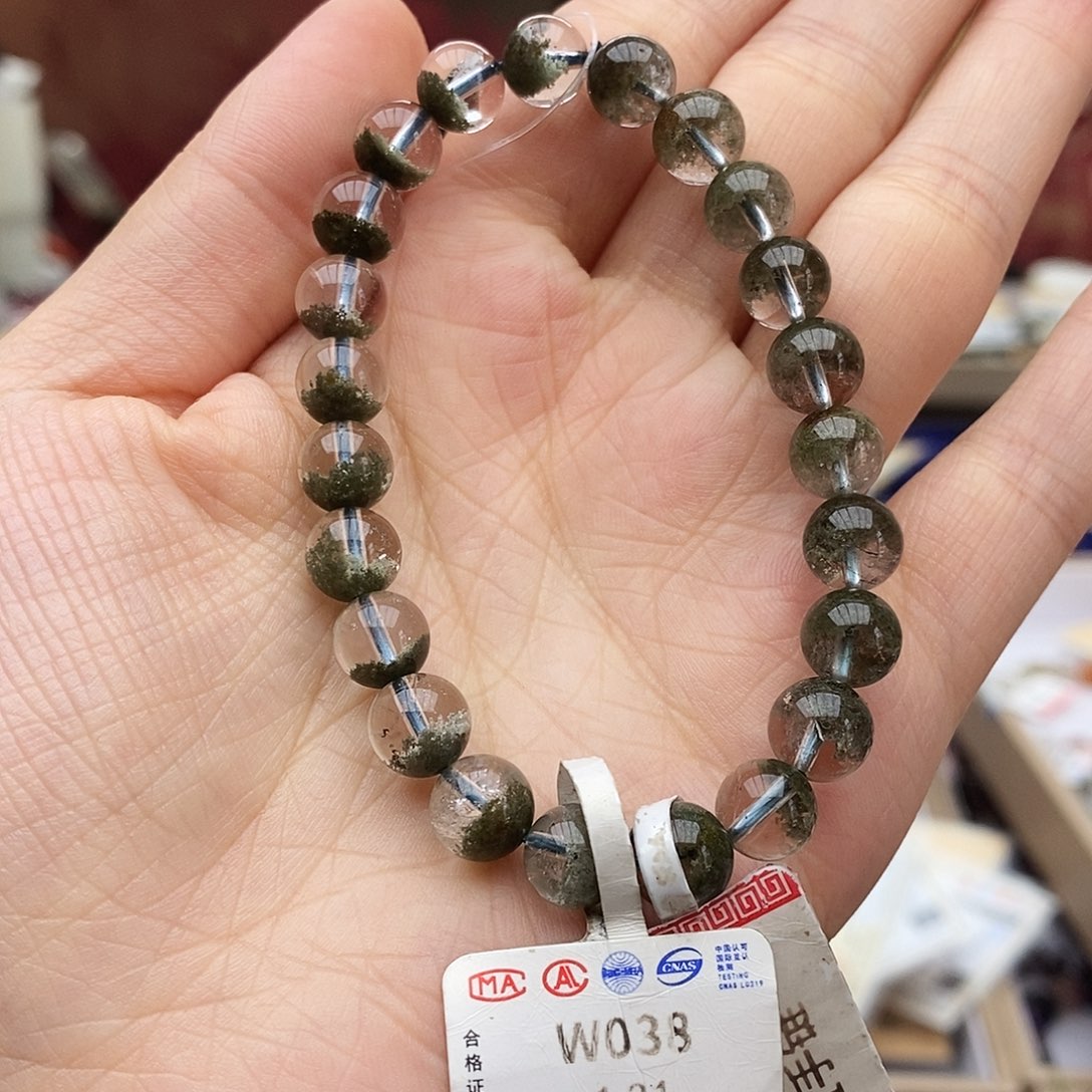 水晶手链未镶嵌W038 绿幽灵 8m+
