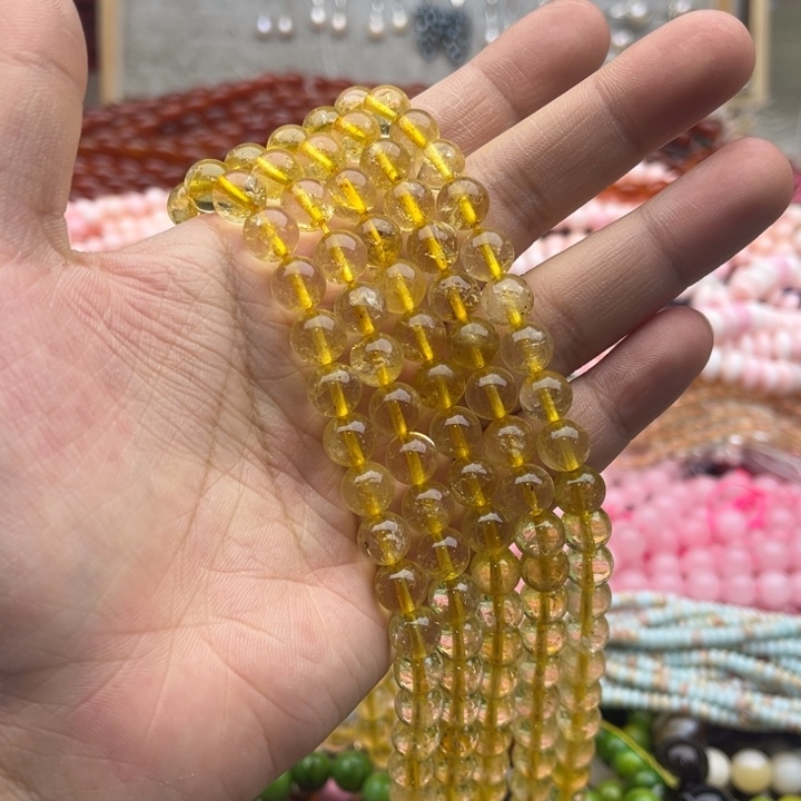 玛瑙/玉髓珠宝半成品未镶嵌一条8mm左右金发晶珠