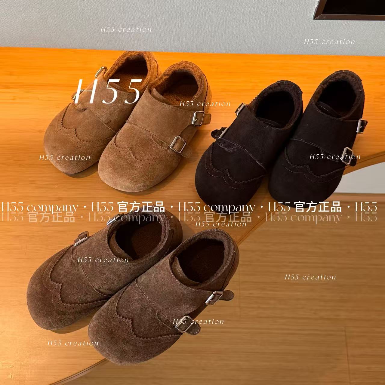 H55女鞋-布朗尼小姐｜孟克式雕花中古圆头博肯鞋15-2954-GZ