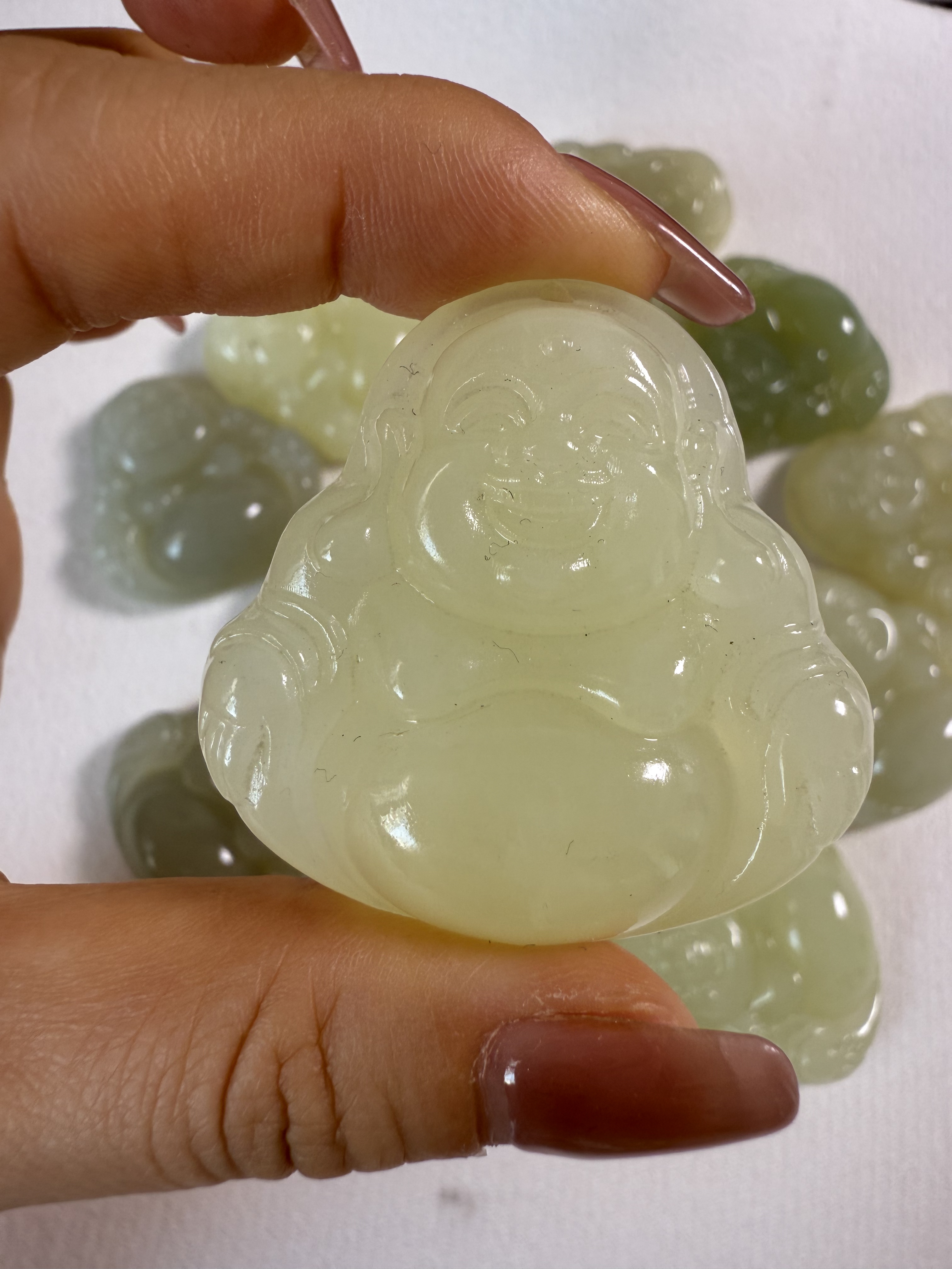 岫玉手工雕刻笑口常开佛公