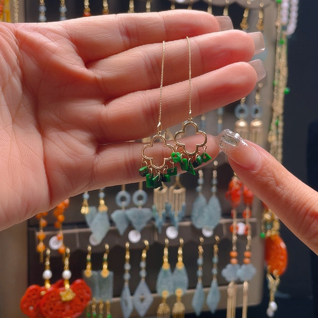 翡翠耳饰合金翡翠首饰