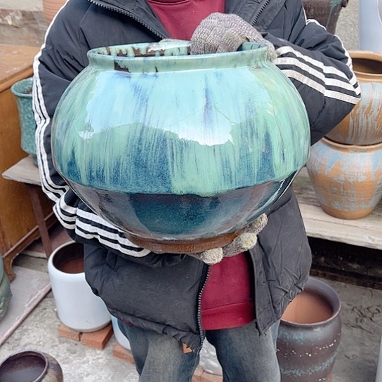 紫砂花盆高度25口径21