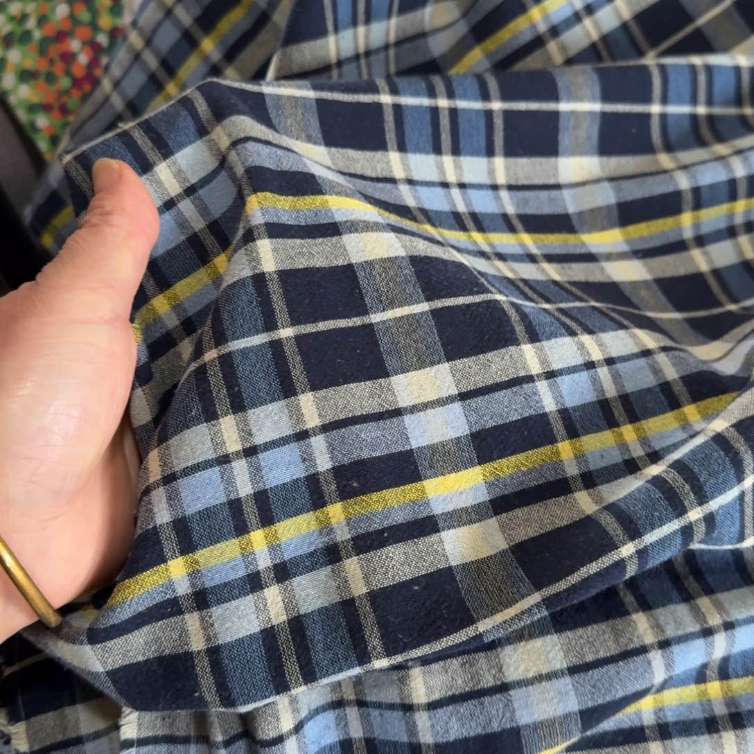 棉港货薄棉麻色织格子1米价x1.45米宽对面福利