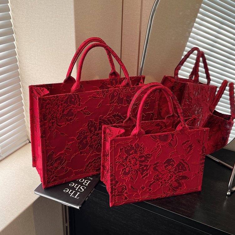 红色包包2025新款大容量手提包新婚新娘包女结婚包