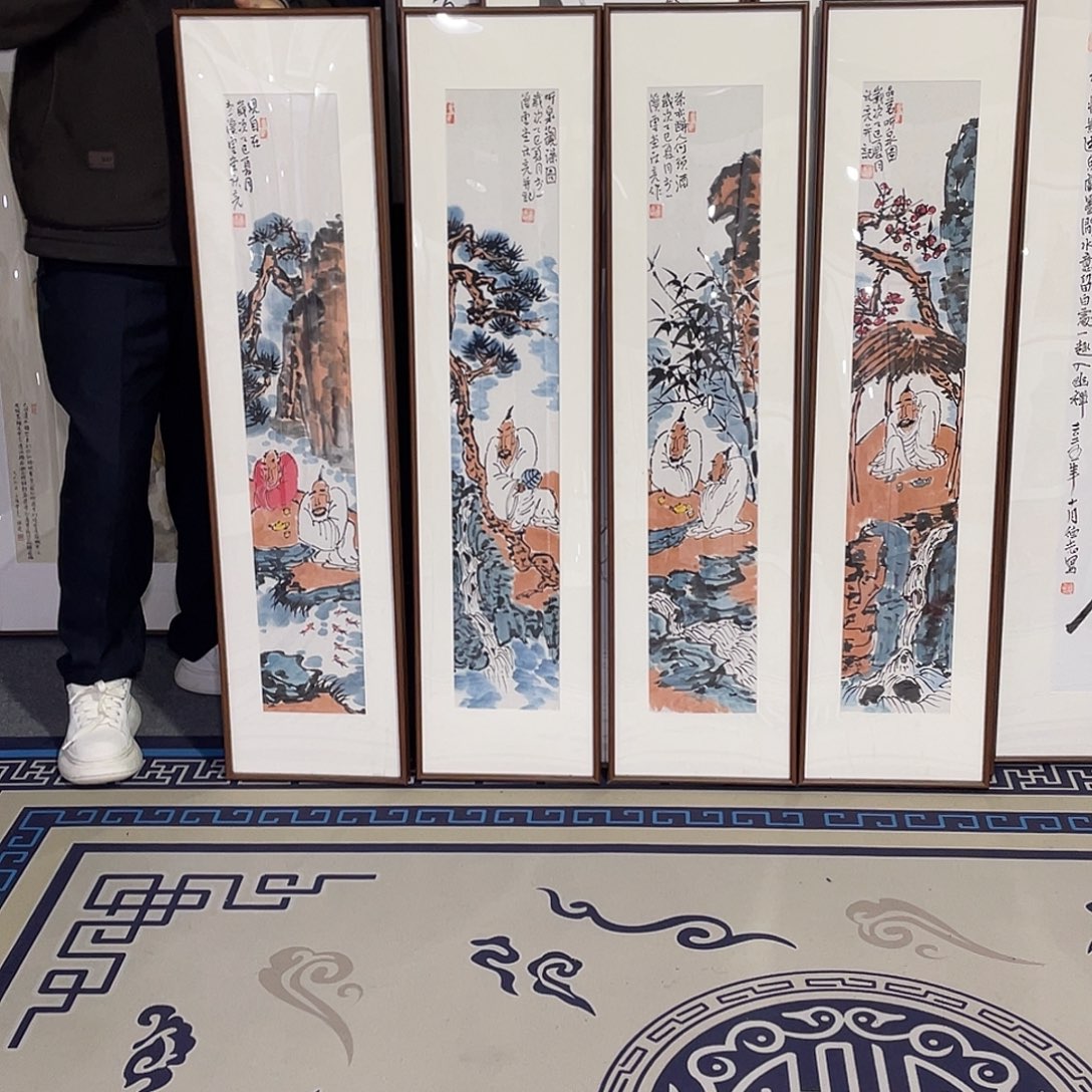 国画手绘画作品带框