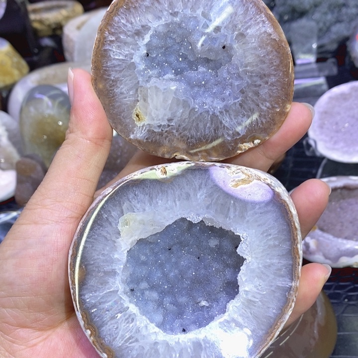 未镶嵌珠宝半成品紫晶蓝晶啵啵盆