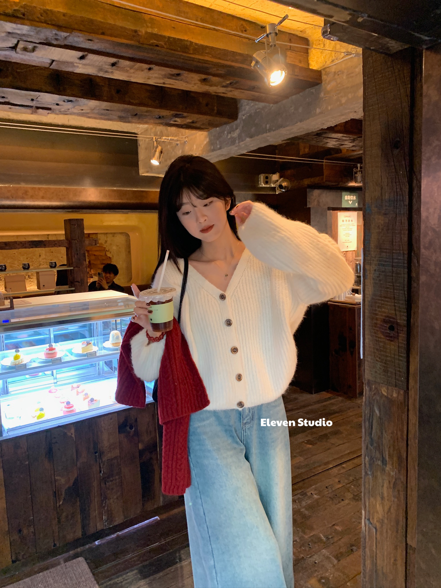 Eleven 新款 自留款 冬厚慵懒风软糯开衫保暖毛衣（含8%羊毛）